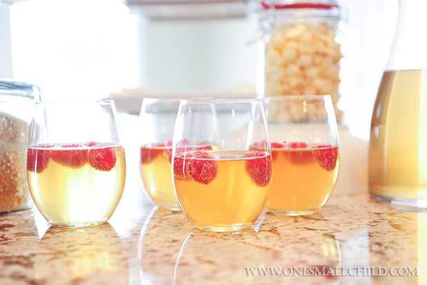 Ginger Ale with Raspberries | Winter Christening Food Ideas at One Small Child