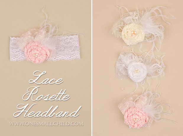 Lace Flower Christening Headbands | One Small Child