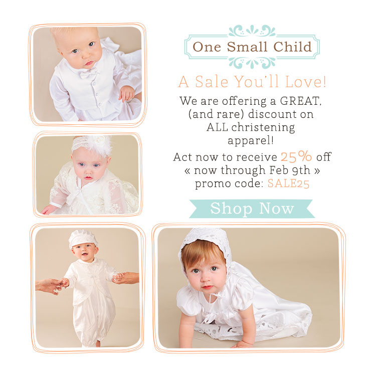 Sale on Christening Gowns, Christening Outfits at One Small Child