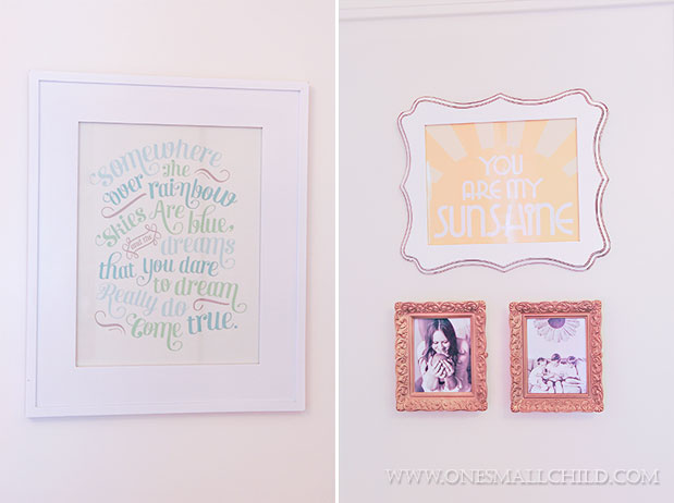 Pretty wall art for decorating a baby girl's room. | See the entire nursery at One Small Child: www.onesmallchild.com