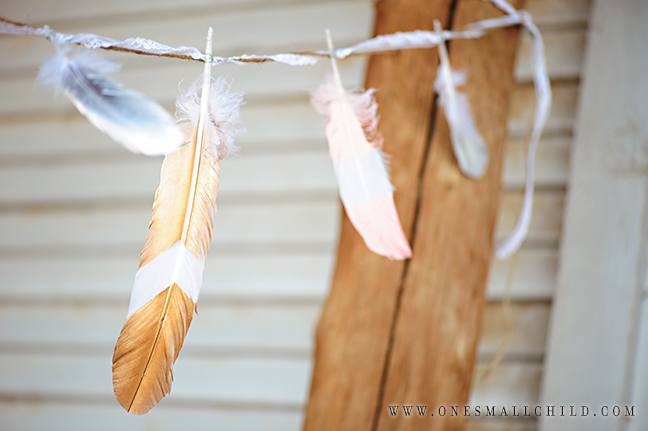 Painted Feather Garland | Christening Party Decorations
