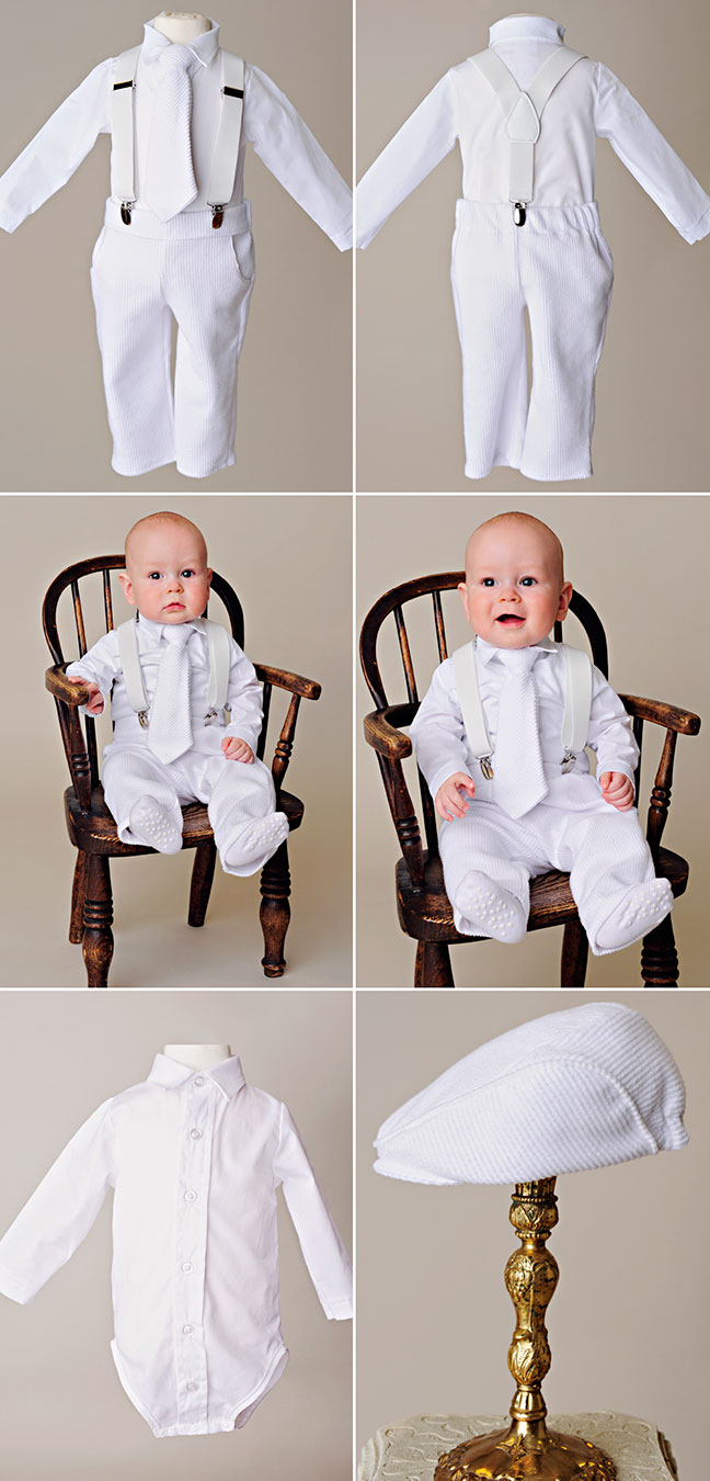 Payton Suspender Baby Boy Baptism Outfit by One Small Child