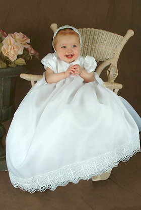 Christa Cross Lace Christening Gown - One Small Child