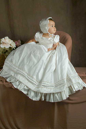 Jessa Silk Ruffle Christening Gown - One Small Child