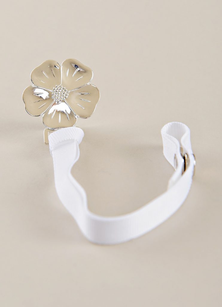 Silver Flower Pacifier Clip - One Small Child