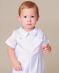 Sawyer Satin Baptism Romper - One Small Child