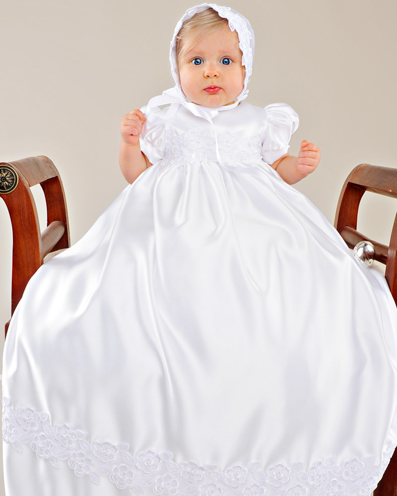 Olivia Satin Christening Gown - One Small Child