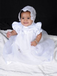 Allanah Samantha in the Clarice Christening Gown - One Small Child