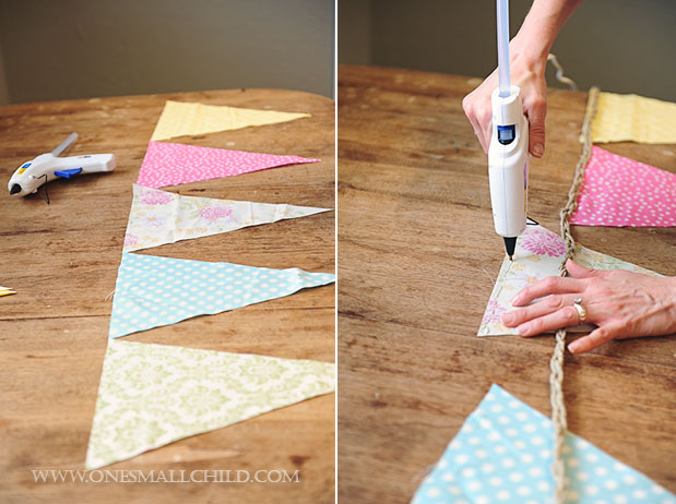DIY No Sew Bunting Tutorial Layout Glue - One Small Child