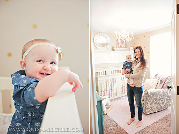 Love Lily’s shabby chic off-white crib! | See the rest of Lily’s nursery at One Small Child: www.onesmallchild.com