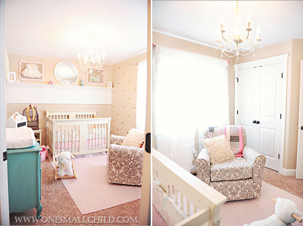 Love Lily’s modern shabby chic nursery! | See the rest of Lily’s room at One Small Child: www.onesmallchild.com