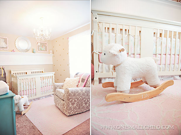 What a beautifully decorated shabby chic baby girl’s room! | See more modern nursery decorating ideas at One Small Child: www.onesmallchild.com