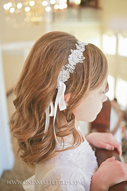 Beaded Lace First Communion Headwrap  Hair Accessories for Girls - One Small Child