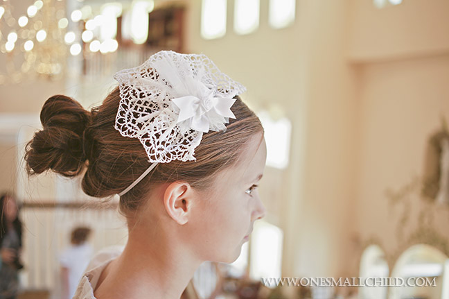 Cross Lace Fascinator First Communion Headpieces - One Small Child