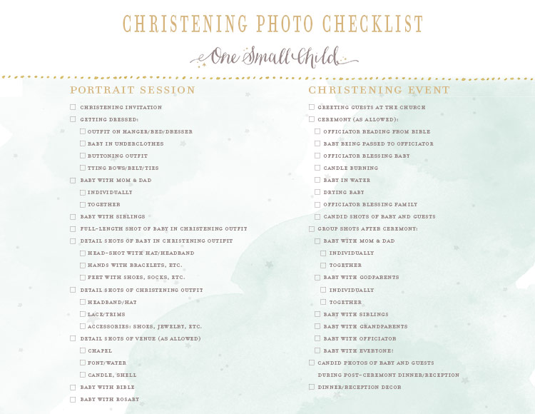 Photo Checklist - One Small Child
