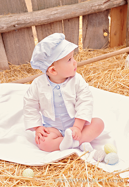 Noah Blue Silk Boys Christening Outfits - One Small Child
