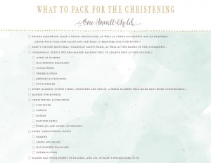 What to pack for the Christening - One Small Child