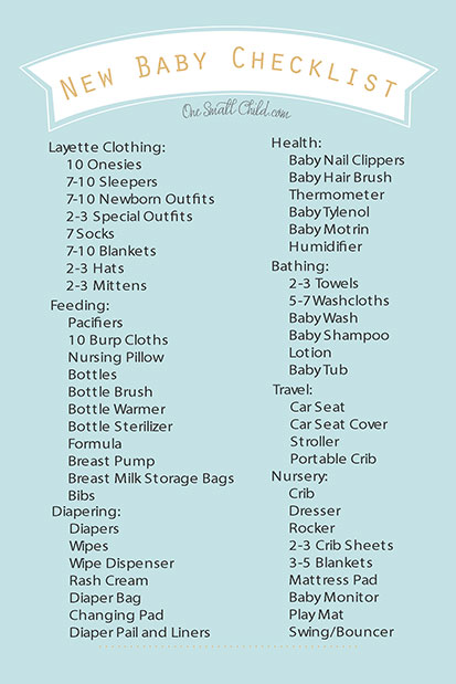 Free Printable New Baby Checklist - One Small Child