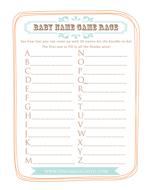 Free Printable Baby Shower Games - One Small Child