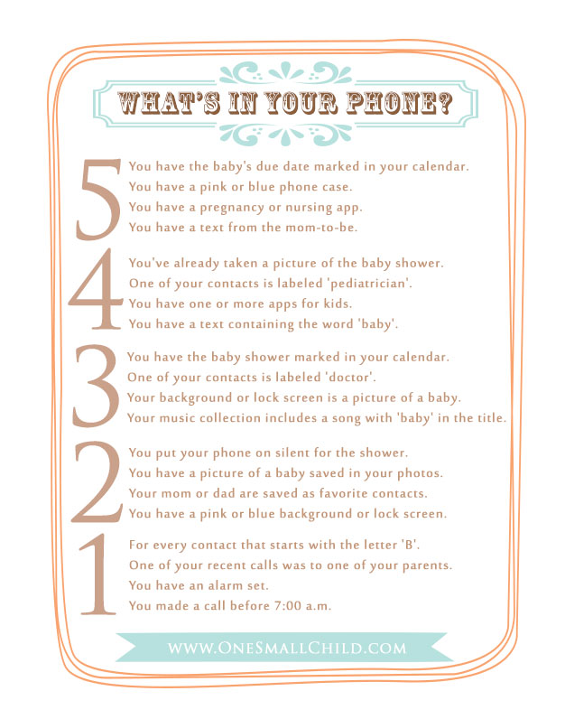 Free Printable Baby Shower Games - One Small Child