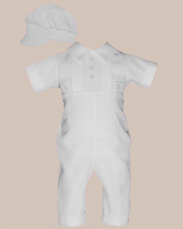 Boys Waffle Pique Christening Baptism Coverall - One Small Child