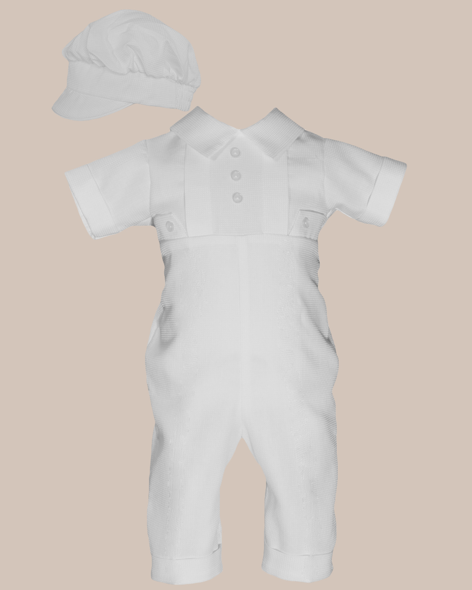 Boys Waffle Pique Christening Baptism Coverall - One Small Child