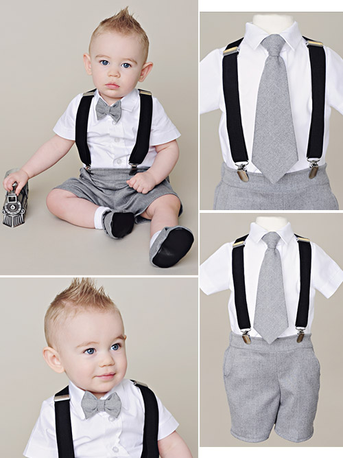 Grey Cashmere Short Suspender Set - One Small Child