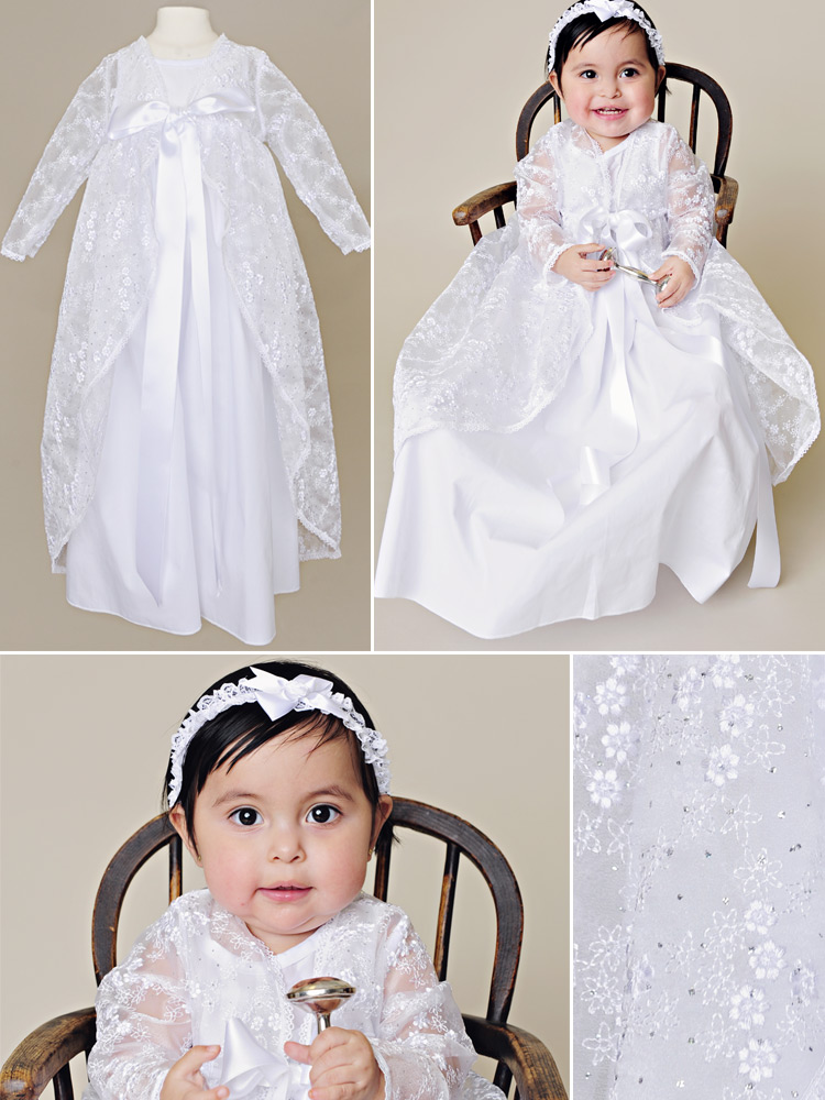 Mila, Our Sparkles and Lace Christening Jacket for Baby Girls One Small Child