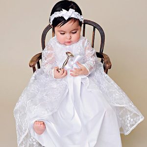 Mia Lace Christening Jacket - One Small Child