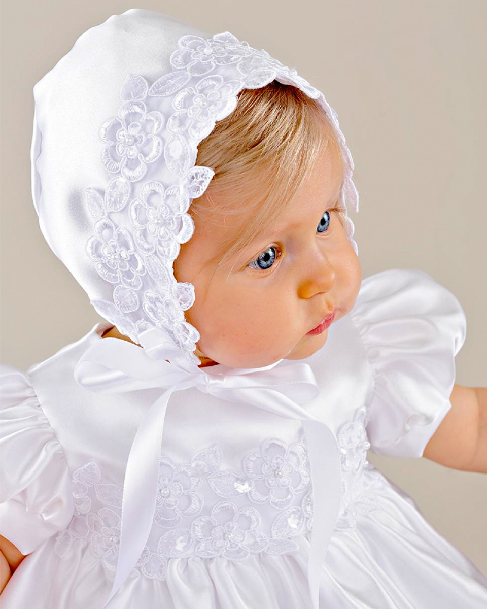 Olivia Satin Christening Baptism Blessing Gowns for Girls Made in USA 