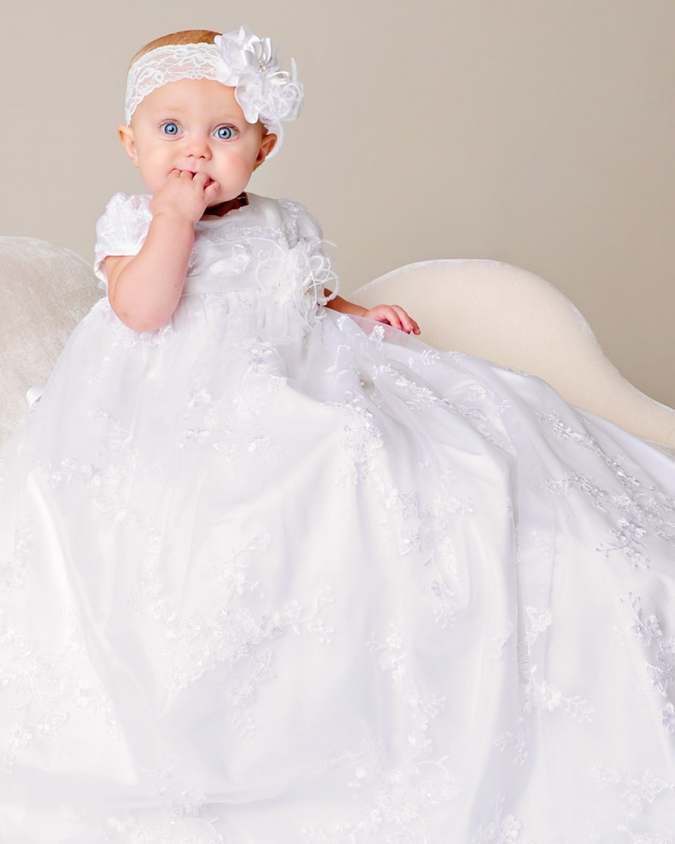 Preslee Beaded Silk Christening Gown - One Small Child