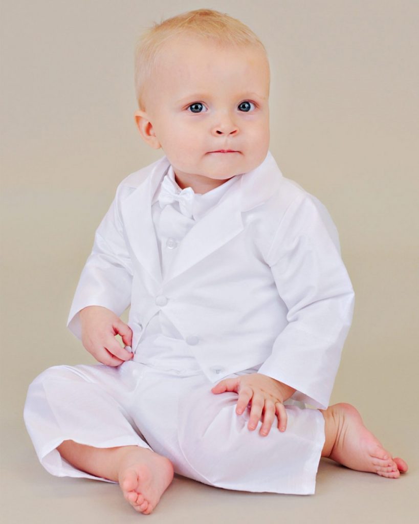 Christening Suit Ivory Paisley Baby Boys 4 Piece Christening Outfit