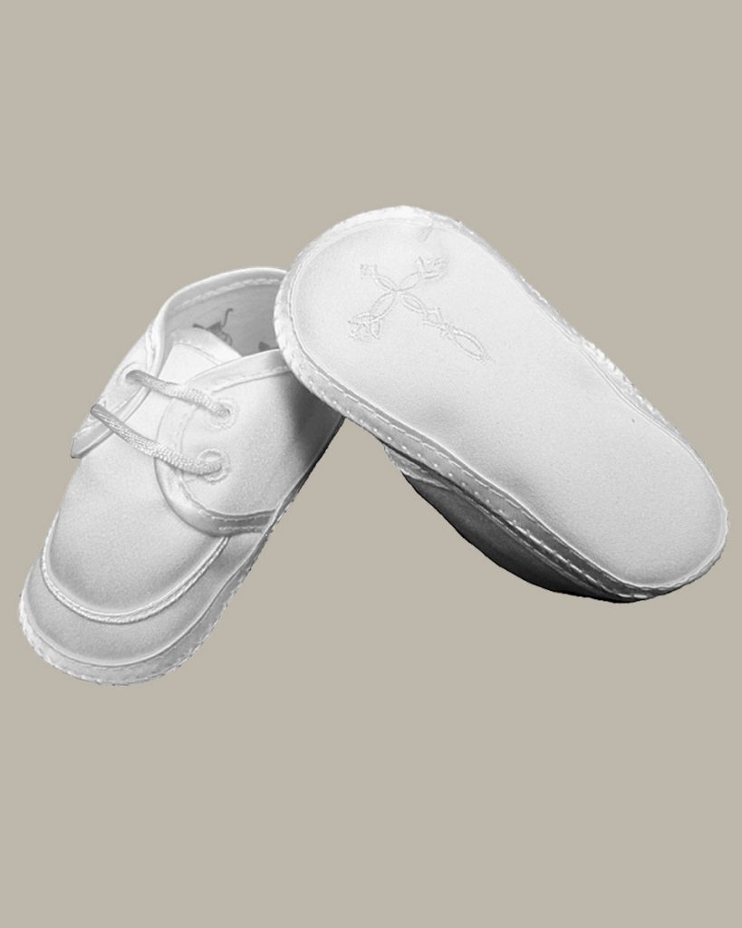 Boys Satin Shoe with Embroidered Celtic Cross - One Small Child