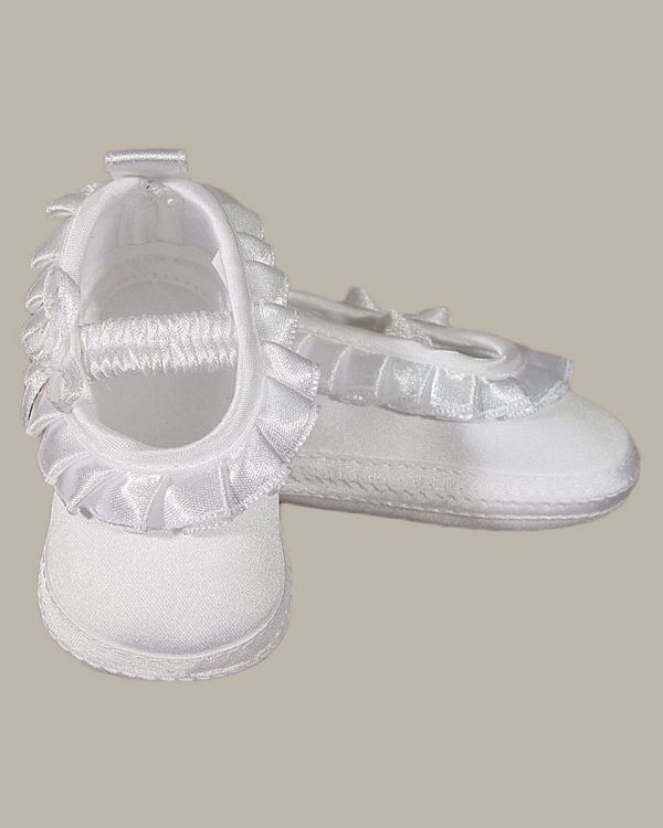 Baby Girls Satin Shoe with Pleated Ribbon - One Small Child
