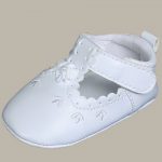 Baby Girls All White Faux Leather Mary Jane Crib Shoe with Perforation Accents - One Small Child