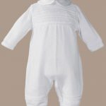 Boys Cotton Knit White Christening Baptism Coverall - One Small Child