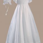 Girls White 32" Hand Smocked Polycotton Batiste Christening Baptism Gown - One Small Child