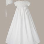 Girls 32" Cotton Sateen Christening Gown with Rosette Covered Bodice - One Small Child