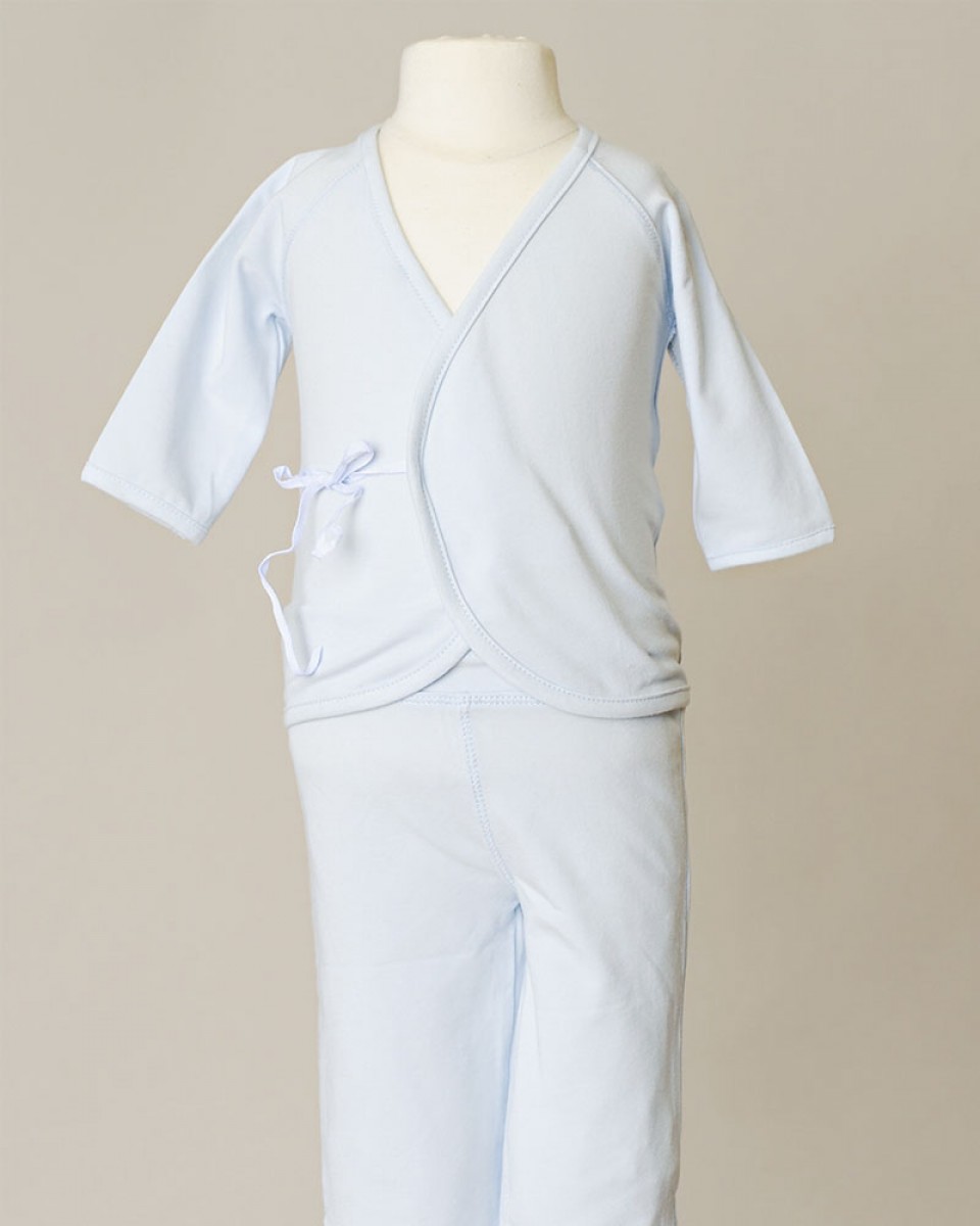 Boys Four-Piece Bamboo Layette Set in Blue or White - One Small Child