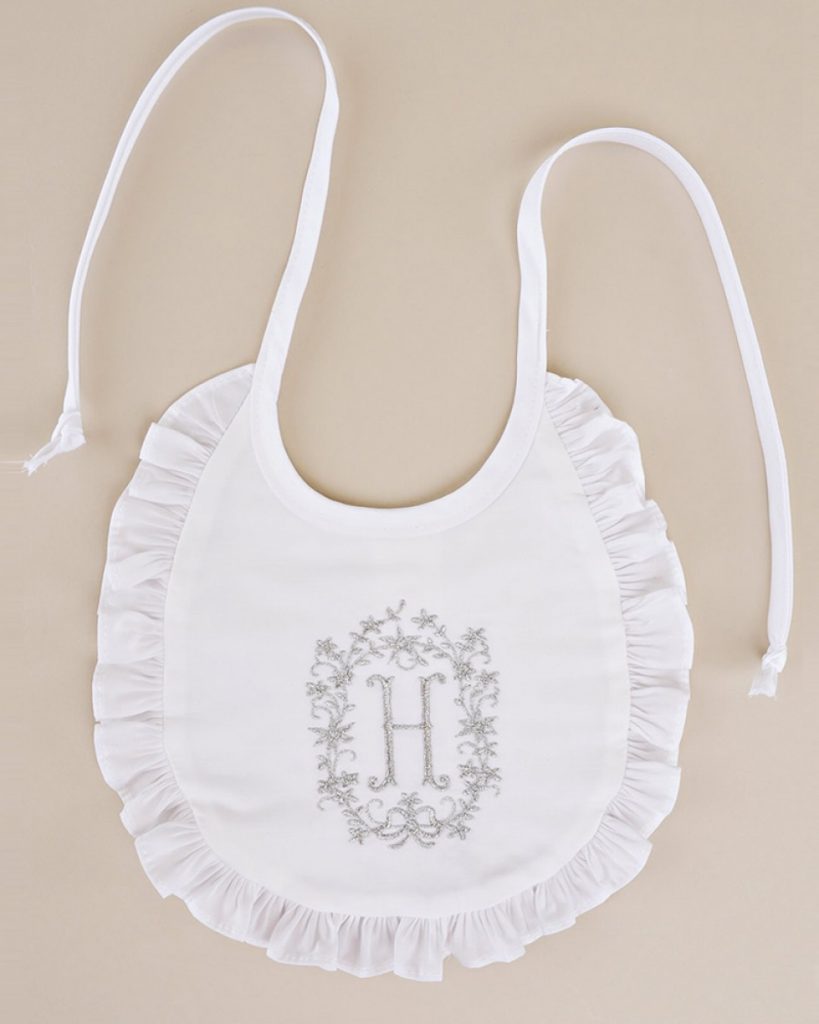 Floral Initial Ruffle Bib - One Small Child