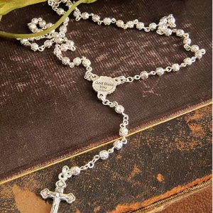 God Bless You Filigree Baptism Rosary - One Small Child