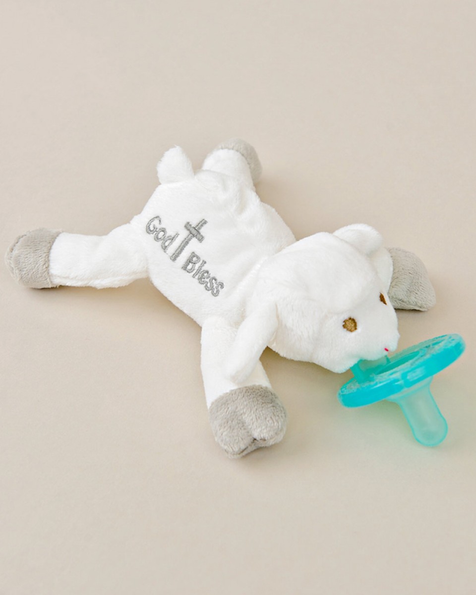God Bless' Lamb Plush Pacifier - One Small Child