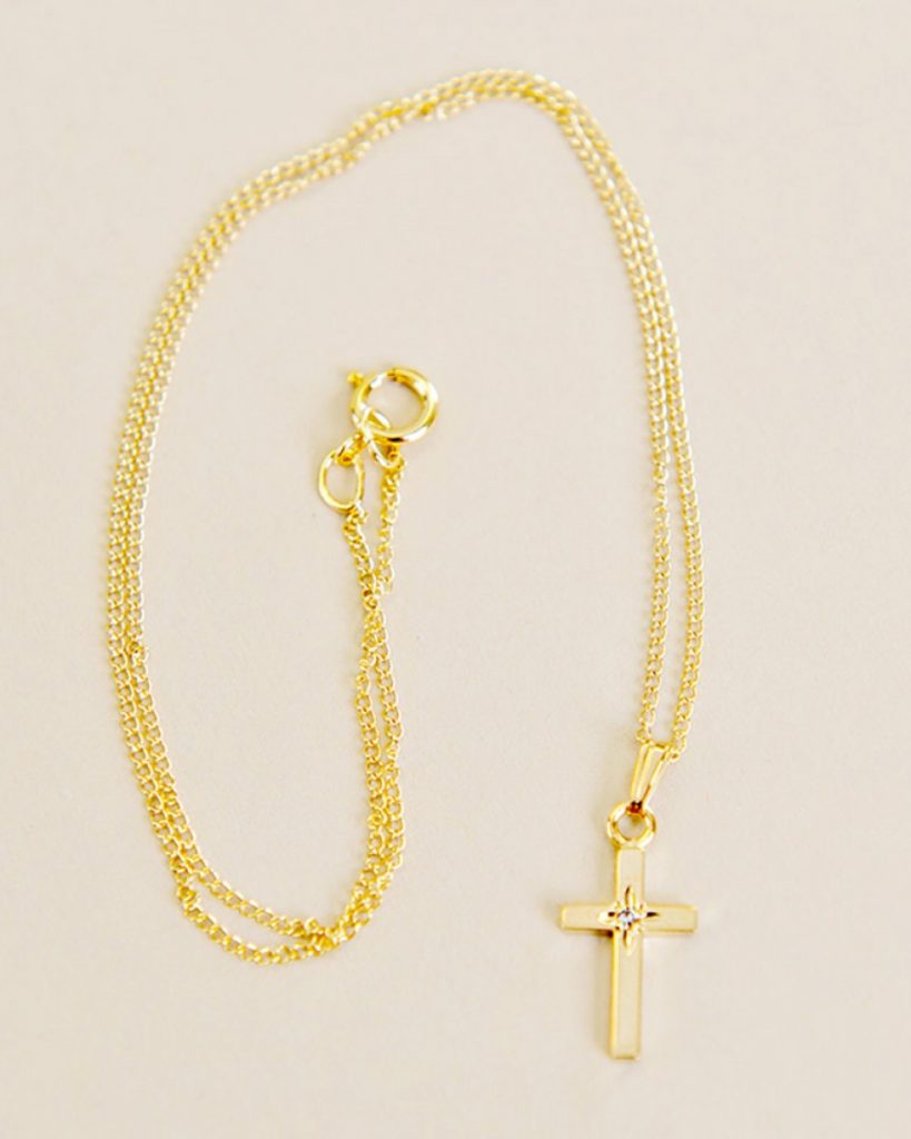 Gold Diamond Cross Necklace - One Small Child