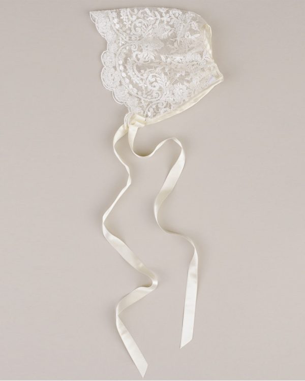 Ivory Embroidered Lace Bonnet - One Small Child