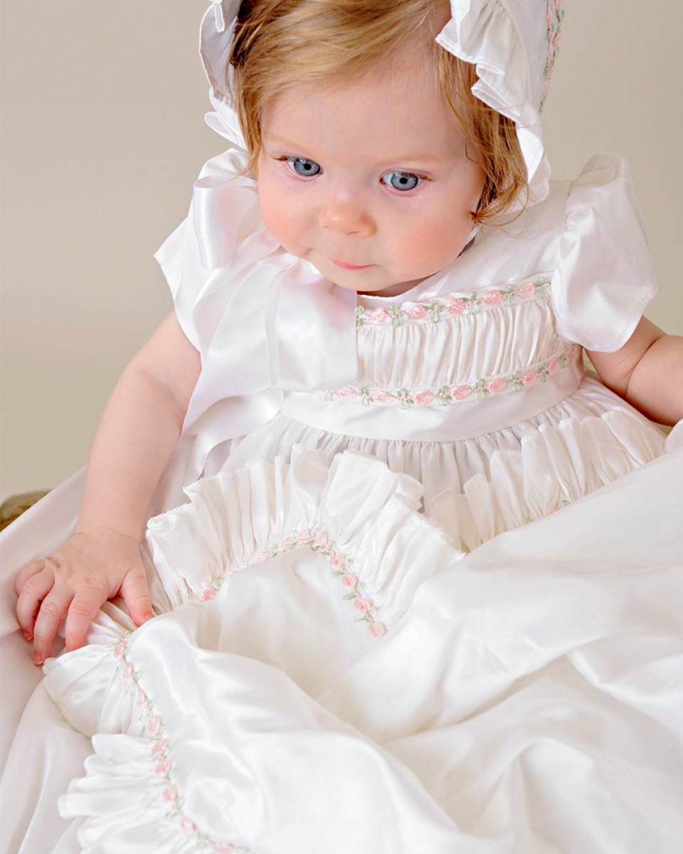 Jessa Silk Ruffle Christening Blanket - One Small Child