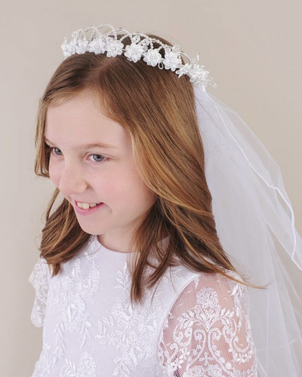 Pearl Flower Crown Veil - One Small Child