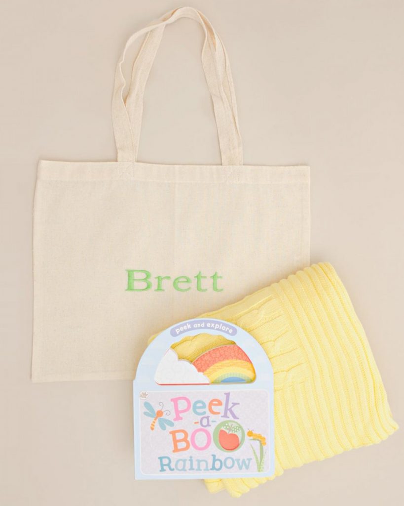 Peek A Boo Rainbow Book and Blanket Gift Tote - One Small Child