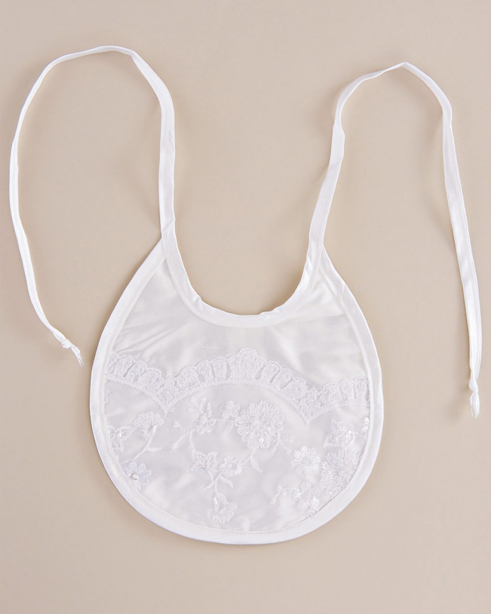 Preslee Silk and Lace Christening Bib - One Small Child
