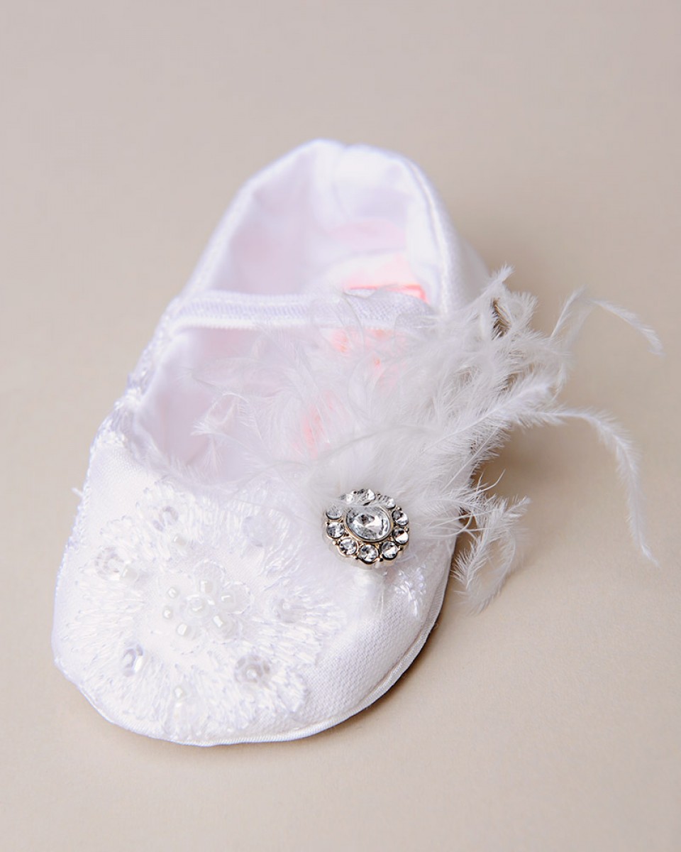 Preslee Silk and Lace Christening Slippers - One Small Child