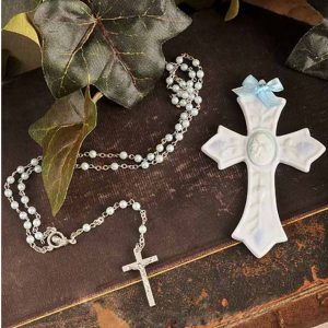 Boy Rosary & Wall Cross Christening Gift Set - One Small Child